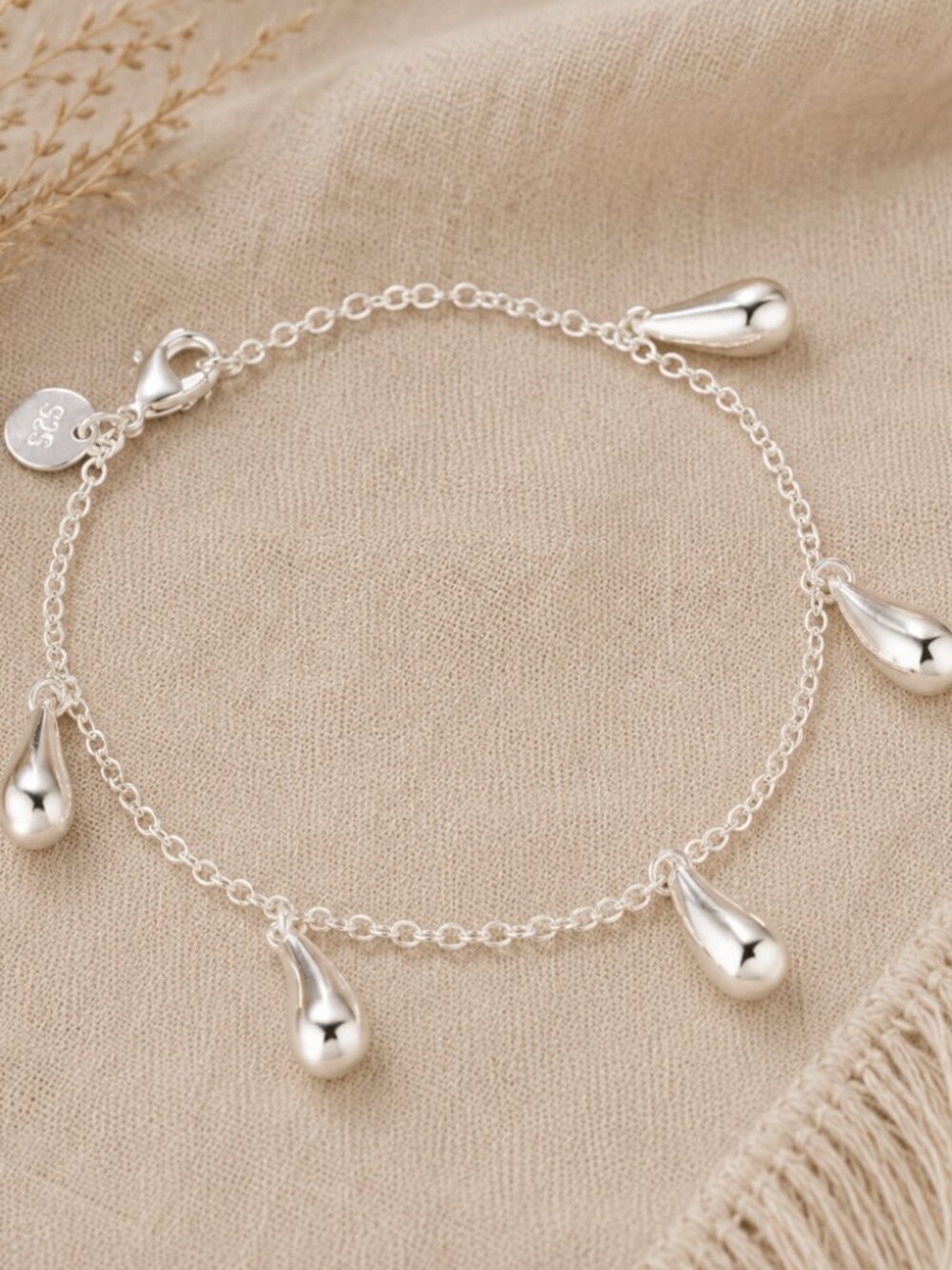 925 Sterling Silver Teardrop Waterdrop Bracelet